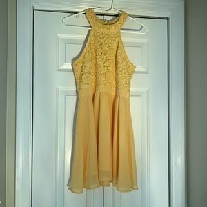 WORN ONCE Lulus Yellow Flower Lace Mini Dress